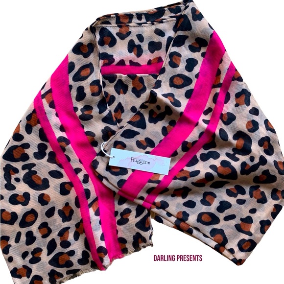 MACCHIA DI RUGGINE LEOPARD PRINT SCARF WOMEN SIZE 37 X 75 - Picture 5 of 9